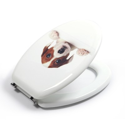 comfortable Bofan Molded Wood UV surface dog paint print bathroom indian cheap price toilet seat with Stainless Steel